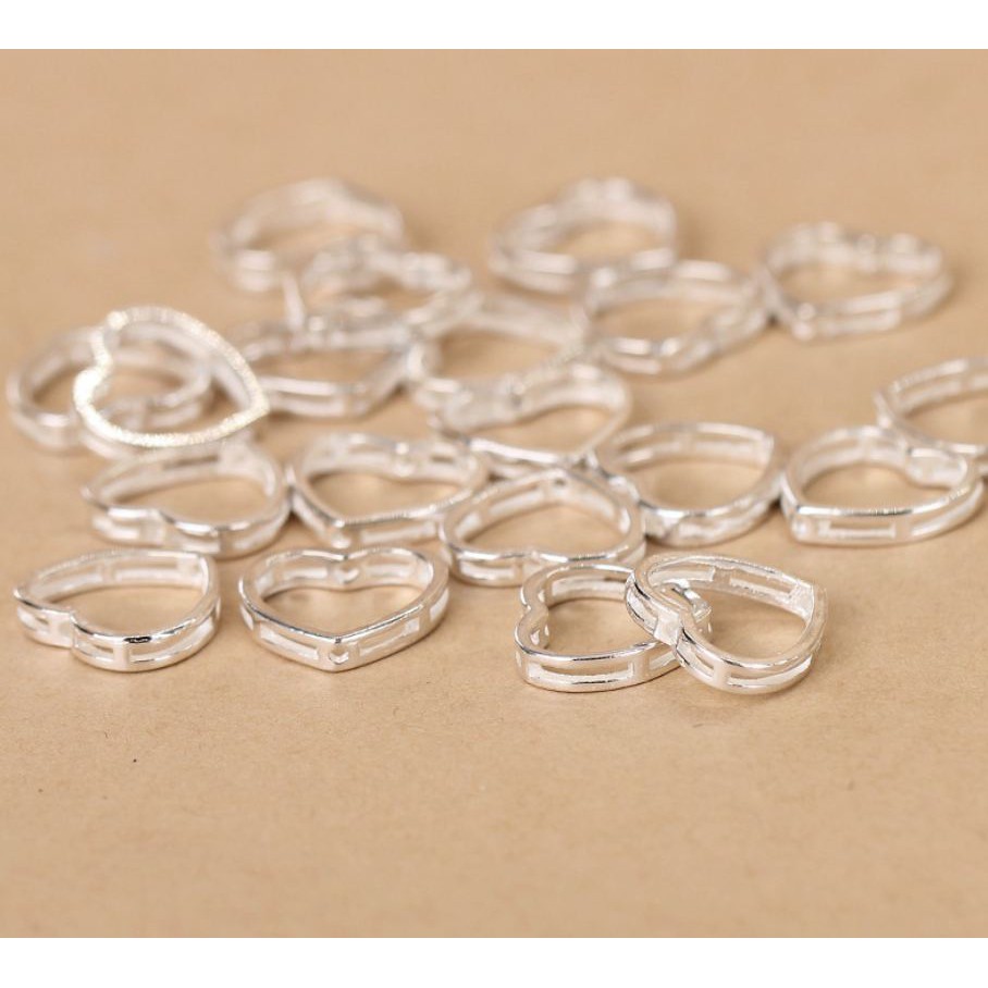 charm trái tim ốp hạt bạc 925 size5.5-7.5-9mm