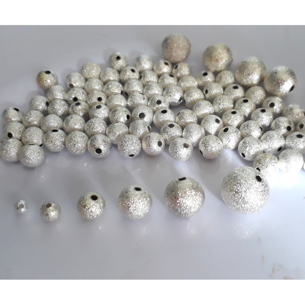 gói 10-20 charm bi đồng nhám màu bạc 4-6-8-10-12-14ly