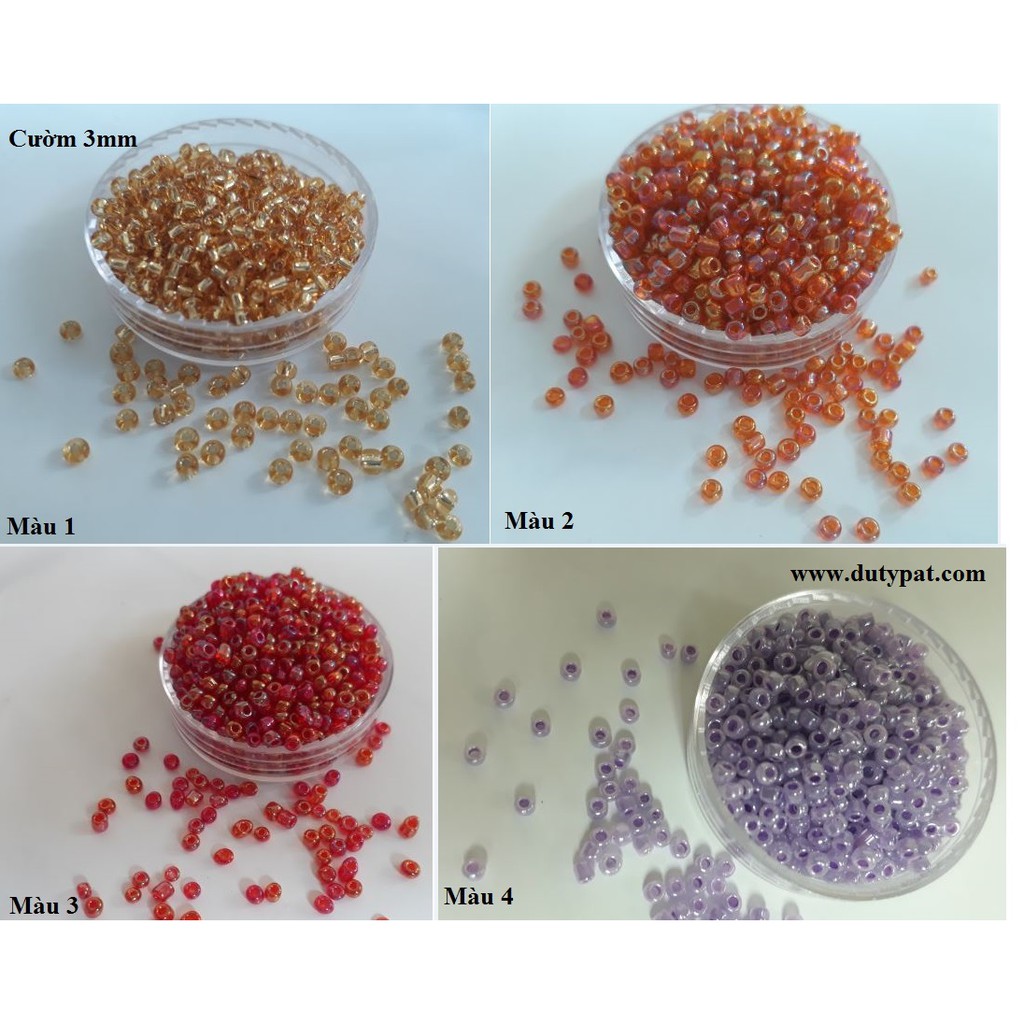 10gam Hạt cườm size trung 3mm đủ màu để chọ dùng trang trí trang sức, quần áo, túi xách, dây đeo khẩu trang