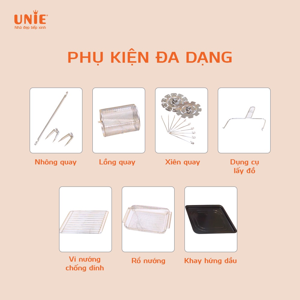 NỒI CHIÊN KHÔNG DẦU 14.5 lit UNIE SKY BLUE 1700w
