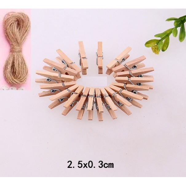 10-20 kẹp gỗ treo ảnh  nhiều size để chọn +5met dây treo