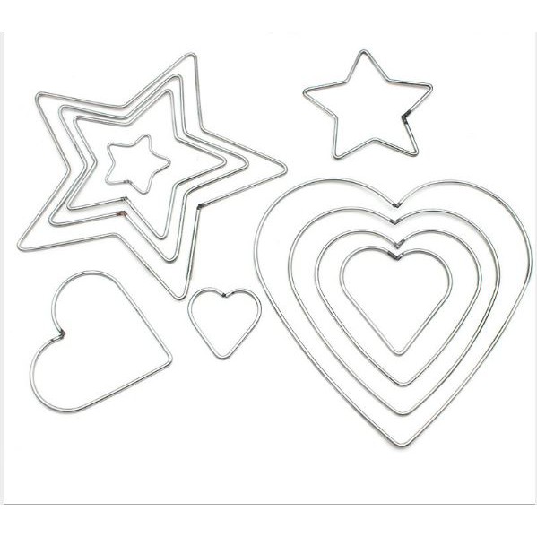 Vòng sắt trái tim, ngôi sao làm dreamcatcher đủ size 5-8-10-12-15-20-25-30cm