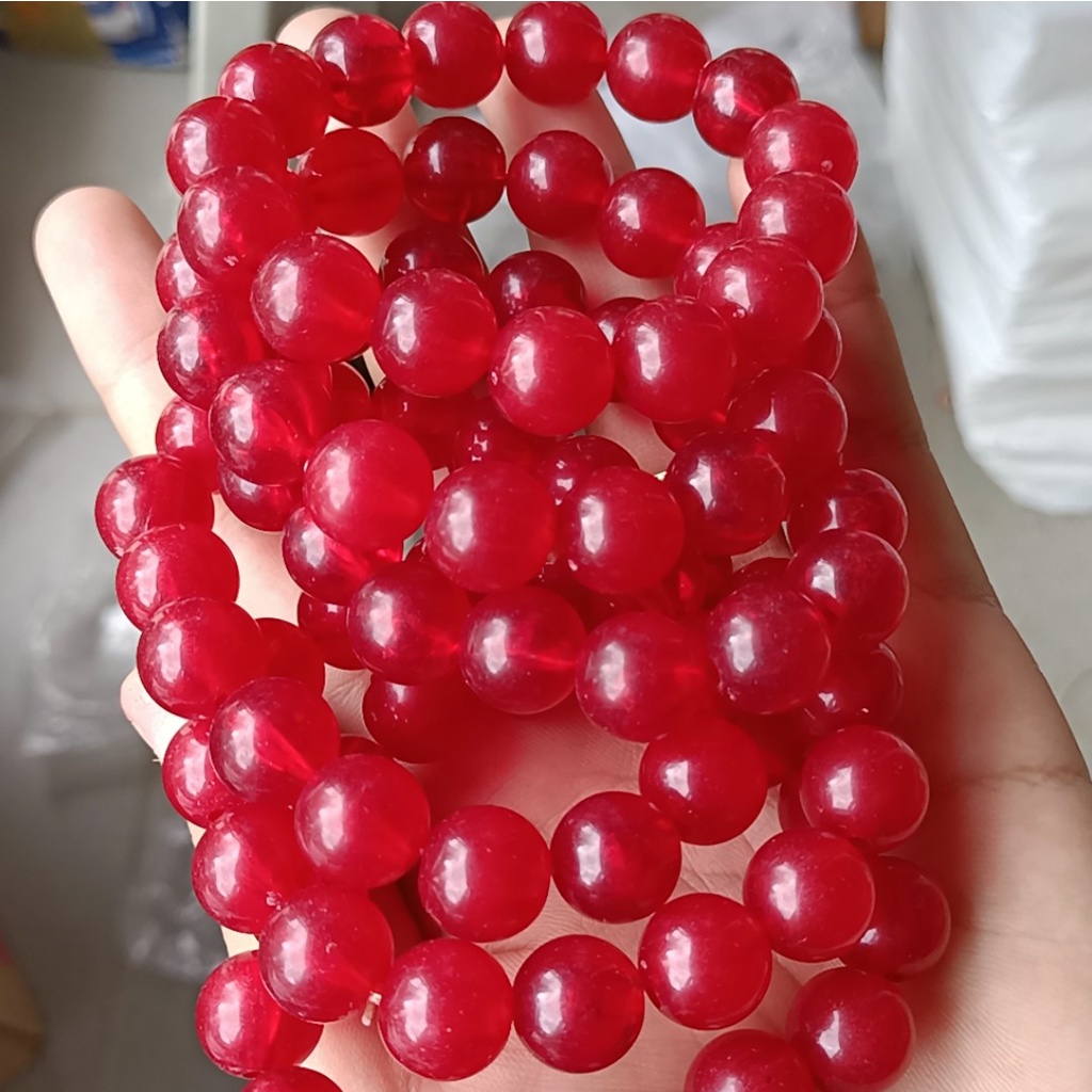 10-35 hạt nhựa 8-10-12mm tròn có lỗ xỏ dây cỡ 2mm (GÓI 10GAM) - TL