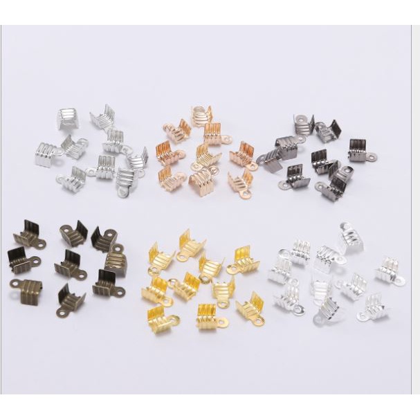 100 cái kẹp 2 lá nối đầu khoá, kẹp đầu dây làm vòng tay , vòng cổ dùng cho dây size 1.5-2-3mm