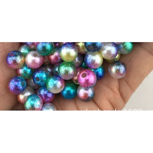 50gam hạt bẹt, hạt cườm ngọc nhựa CÓ LỖ đa sắc nhiều màu 6-8-10mm