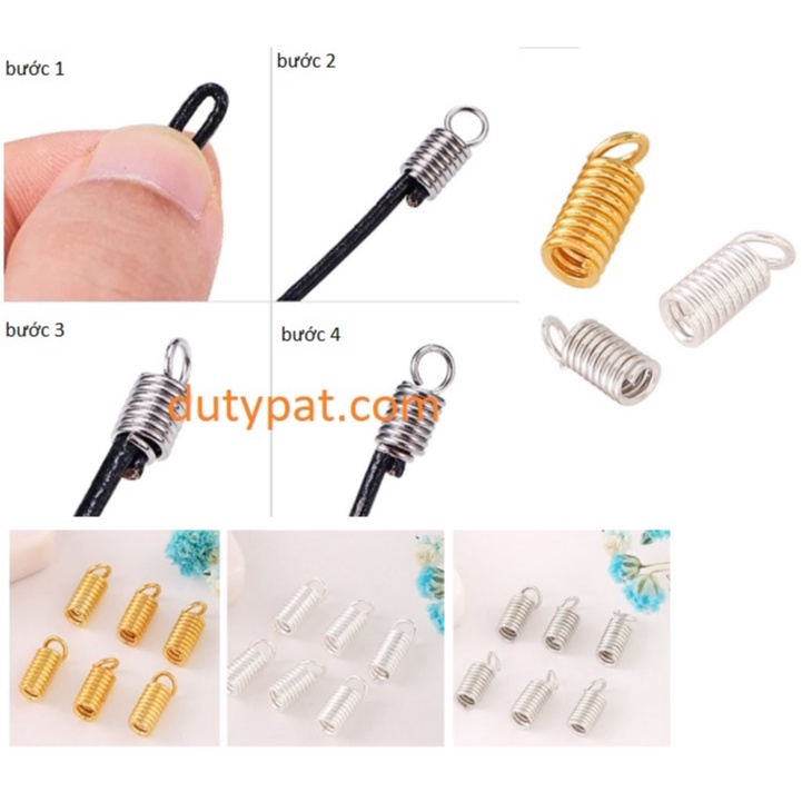 gói 10 chốt kẹp lò xo nối đầu dây làm vòng cổ, vòng tay size 3mm