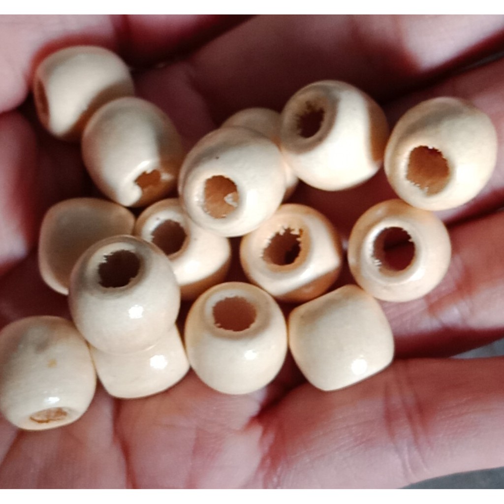 (P118-36) 25-100gam hạt gỗ 11x12mm & 16x17mm lỗ lớn dùng làm đồ chơi, trang trí