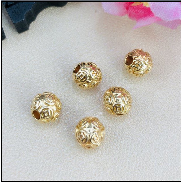 5 viên charm khắc hình đồng xu size 7,5mm mix xỏ vòng (p160-5) làm trang sức vòng cổ,vòng tay
