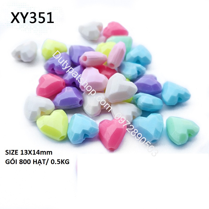 50-100gam Hạt trái tim, mặt cười các kiểu loai có lỗ xỏ dây dùng làm vòng hạt,cột tóc, đồ chơi, làm thủ công... (p225)