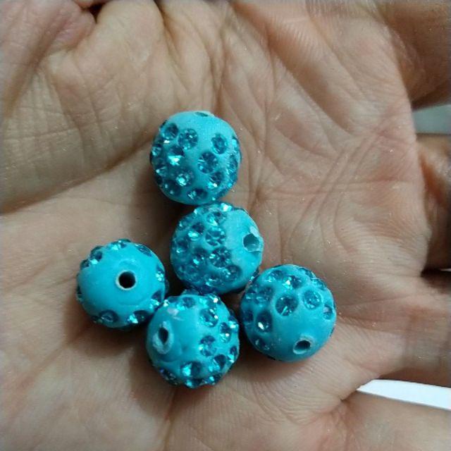 5 viên charm gốm đính đá 12mm nhiều màu