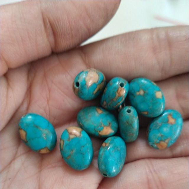 10 viên ngọc lam turquoise oval 10x14mm