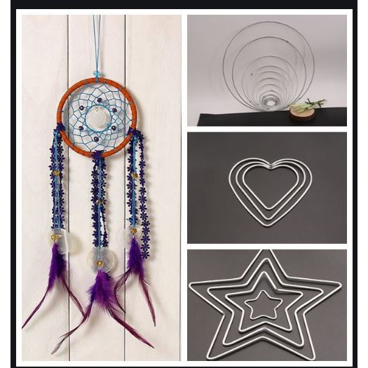 Vòng sắt trái tim, ngôi sao làm dreamcatcher đủ size 5-8-10-12-15-20-25-30cm