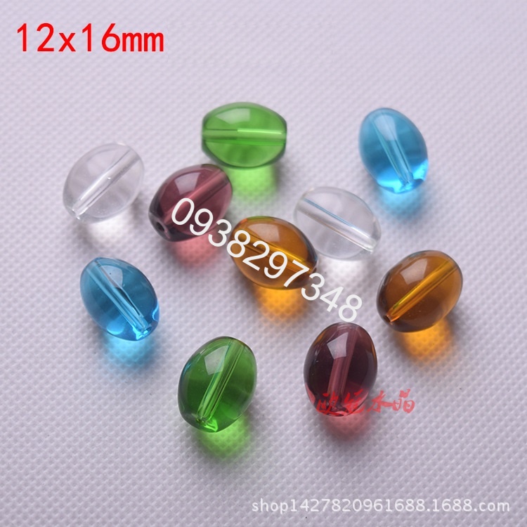 10 viên lu thống  đá thủy tinh nhân tạo 12x16mm (có 8 màu) có lỗ xỏ làm vòng
