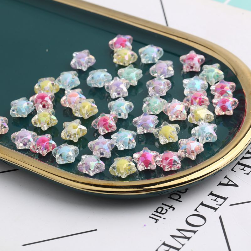 5-20 hạt nhựa ngôi sao, hoa 5 cánh, hạt nhân mờ, hạt nhân bóng 12mm có lổ xỏ làm vòng, trang trí handmade tùy thích