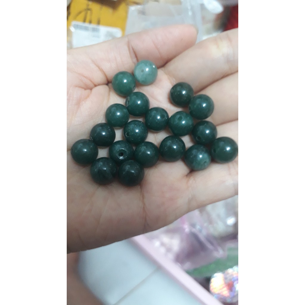 5 hạt đá thiên nhiên 10mm xanh thẫm, xanh đậm