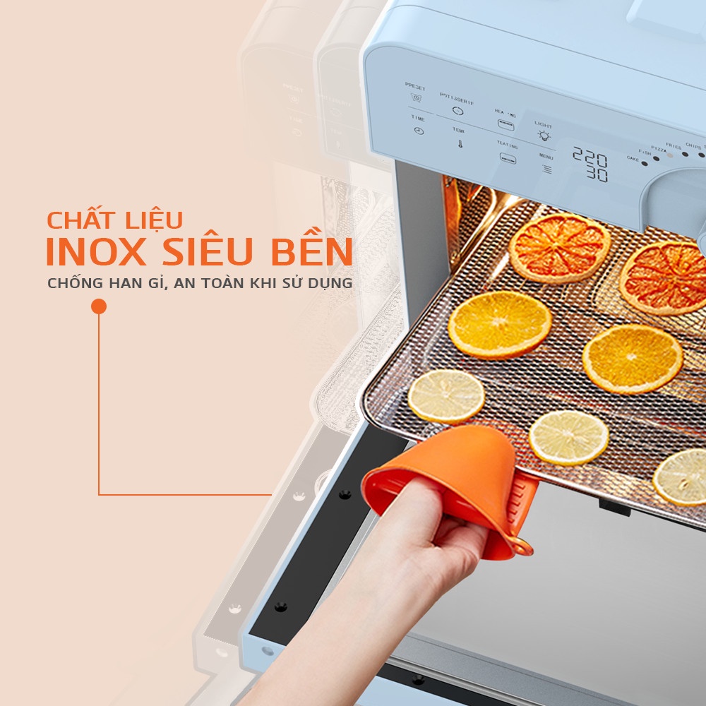 NỒI CHIÊN KHÔNG DẦU 14.5 lit UNIE SKY BLUE 1700w