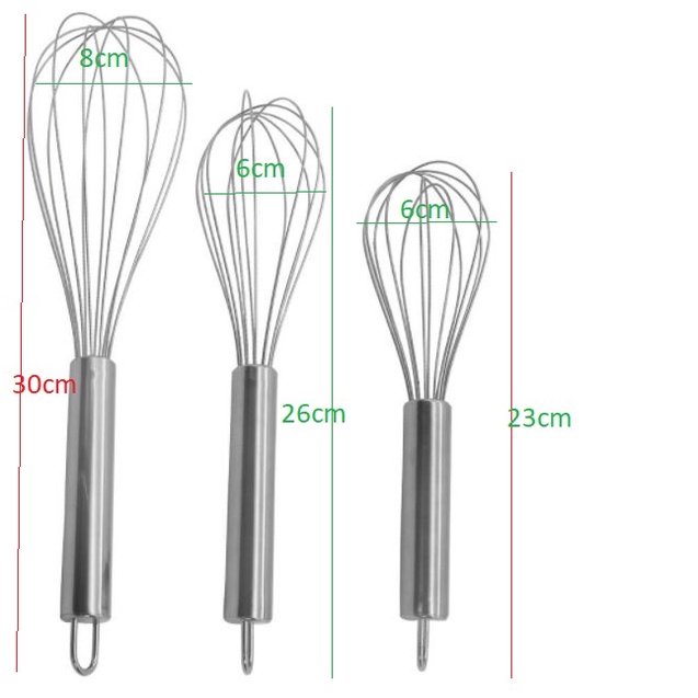 Dụng cụ đánh trứng cầm tay, Cây phới lồng tròn đánh trứng, khuấy trộn bột, đánh bông kem bơ làm bánh  thép không gỉ inox