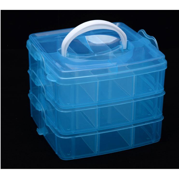hộp đựng nhựa 3 tầng đa năng-16*16*13cm