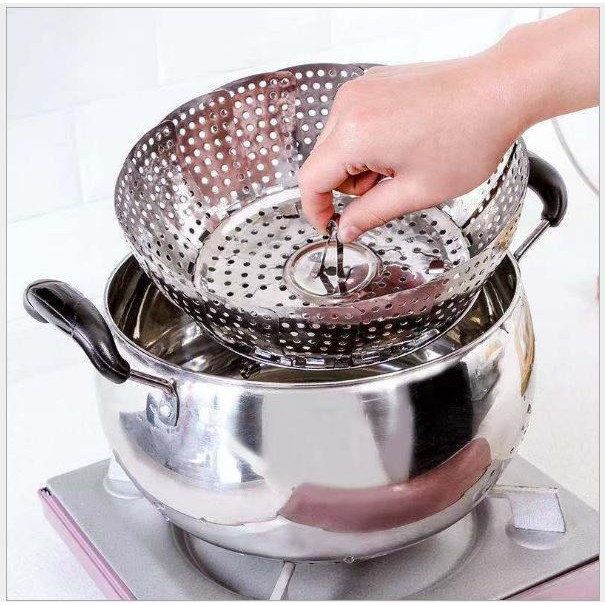 Vỉ hấp  inox đa năng, XẾP GỌN tiện lợi CÓ 3 SIZE ĐỂ CHỌN, giá hấp cách thủy