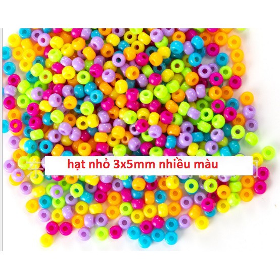 (P132-17/19) Hỗn hợp hạt nhựa nhỏ 3x5mm & 4x6mm màu ngẫu nhiên