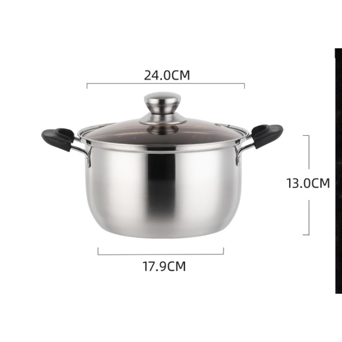 Nồi Inox 304 size 24cm  dùng các loại bếp , kể cả bếp từ LC-017