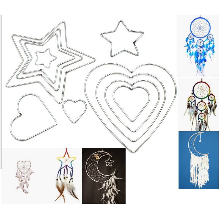 Vòng tròn, trái tim, ngôi sao từ 25-35cm làm dreamcatcher đủ loại (size đại)