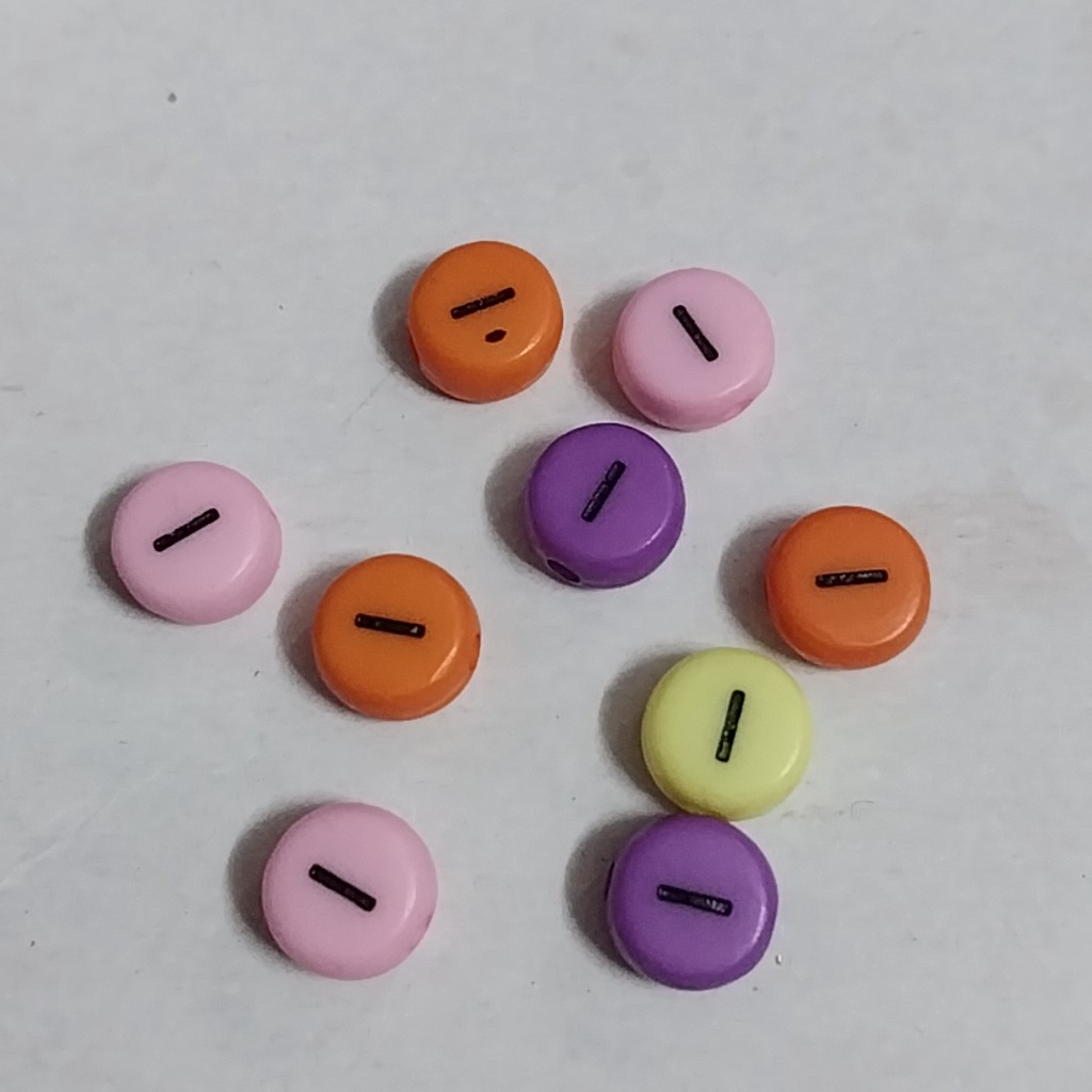 (Loại đẹp) 20 Hạt chữ số tròn, phép tính 4x7mm các màu làm vòng, dây đeo khẩu trang....