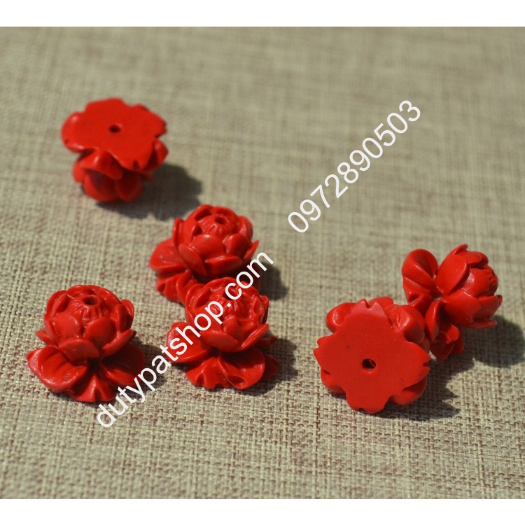 Tỳ hưu , hoa sen đỏ làm từ bột chu sa trừ tà (bột đá núi lửa), tỳ hưu làm vòng tay Lucky Pixiu