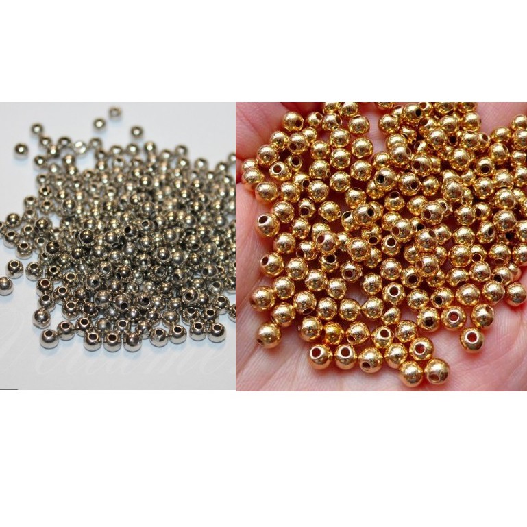 10-25gam hạt cườm phủ màu vàng hoặc bạc size 4/6/8/10mm