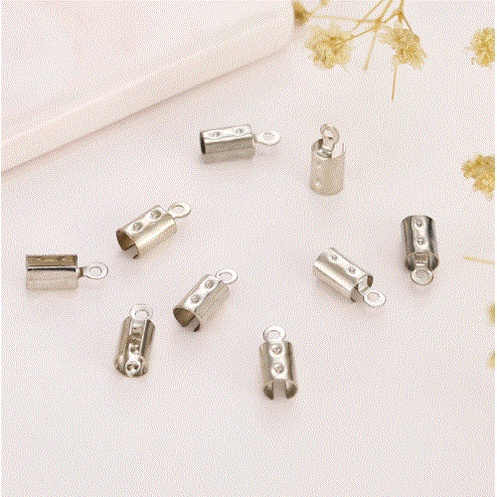 gói 50 chốt kẹp đầu dây làm vòng tay, vòng cổ dạng tròn đủ size 3mm, 4mm, 5mm, 6mm (P182-26)