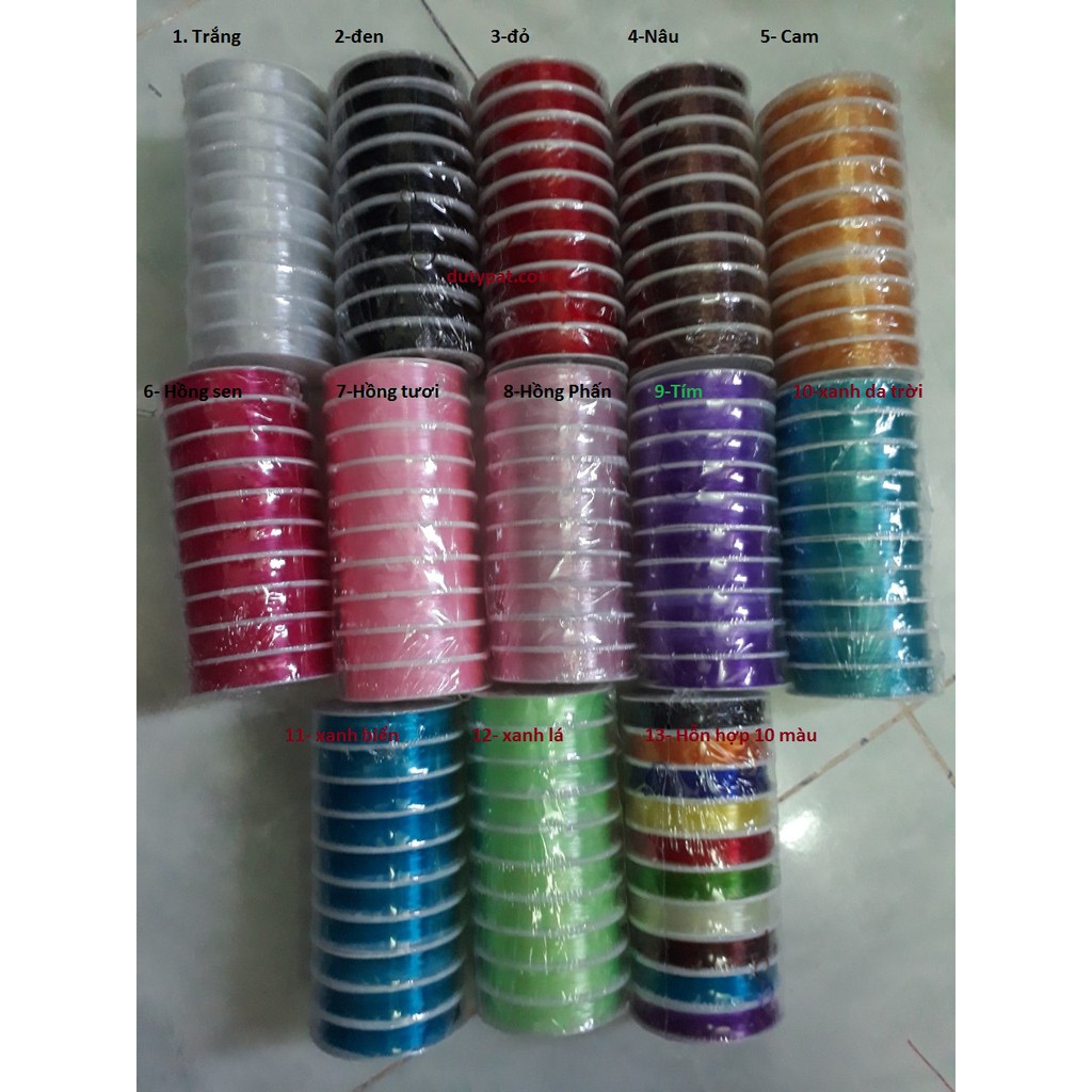 1 LỐC 10 CUỘN DÂY CƯỚC THUN ĐỦ MÀU ĐỂ CHỌN