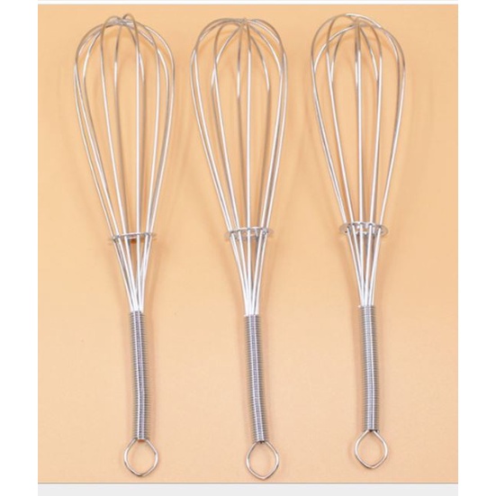 Dụng cụ đánh trứng cầm tay, Cây phới lồng tròn đánh trứng, khuấy trộn bột, đánh bông kem bơ làm bánh  thép không gỉ inox