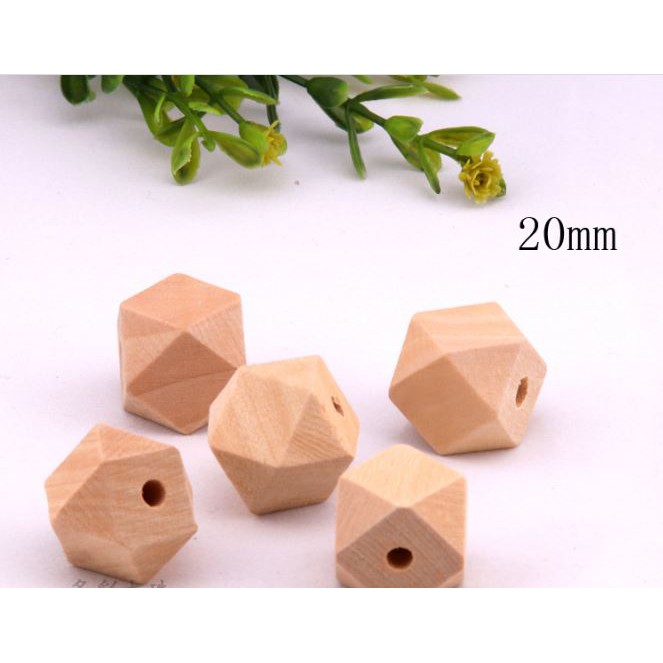 2 hạt gỗ đa giác đủ size 10mm-12mm-14mm-16mm-18mm-20mm-25mm-30mm