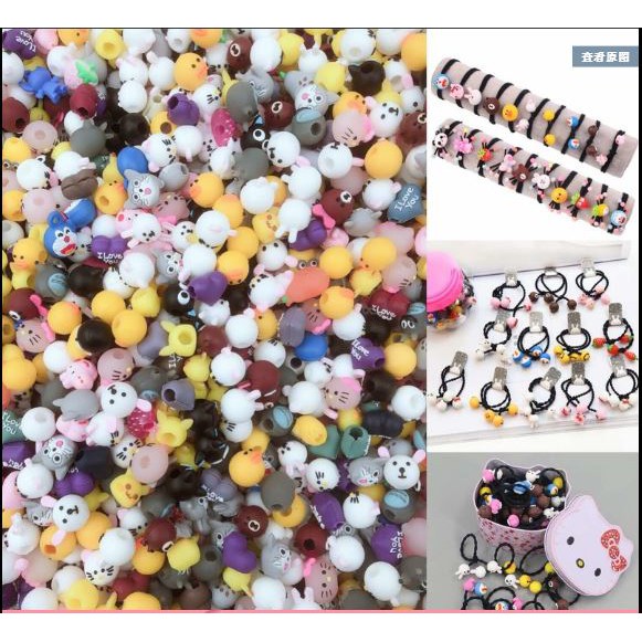 gói 25/50/100 gam hỗn hợp hạt nhựa dẻo có lỗ làm cột tóc