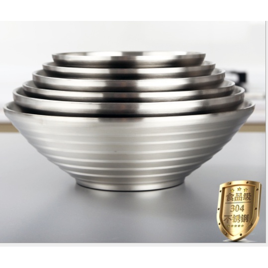 Tô inox 304 kiểu Nhật Bản  2 lớp chống nóng bền đẹp 16/18/20cm