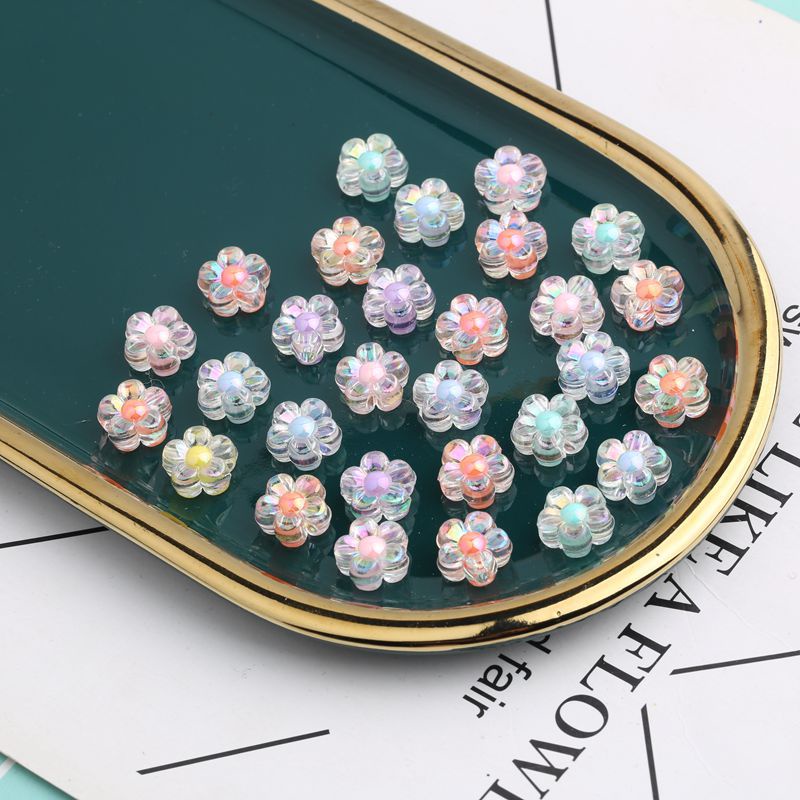 5-20 hạt nhựa ngôi sao, hoa 5 cánh, hạt nhân mờ, hạt nhân bóng 12mm có lổ xỏ làm vòng, trang trí handmade tùy thích