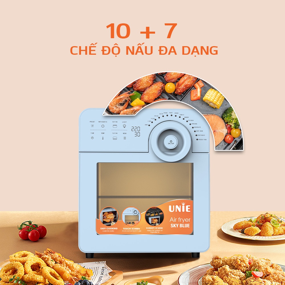 NỒI CHIÊN KHÔNG DẦU 14.5 lit UNIE SKY BLUE 1700w