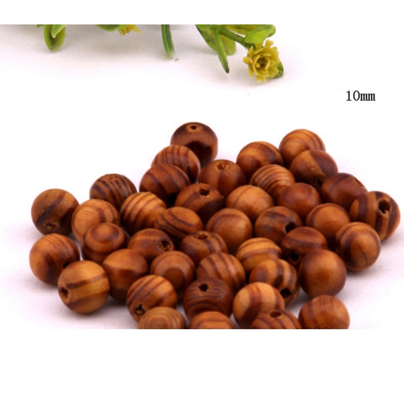 16 hạt gỗ Vân nâu tự nhiên size 10mm (gói 5/10/25gam)