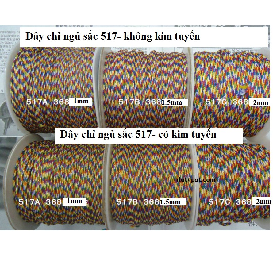 dây chỉ ngũ sắc may mắn size 1-1.5-2mm, dây đan vòng tay đủ size, dây thắt vòng tay, vòng cổ may mắn