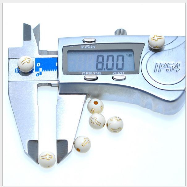 360 hạt nhựa tròn khắc thánh giá 8mm (thập giá) (gói 100gam)
