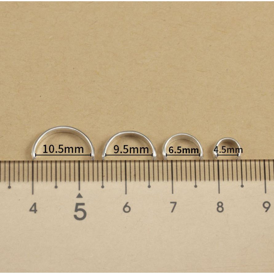 Charm bán nguyệt ốp hạt Bạc 925 -size 4.5/6.5/9.5/10.5mm