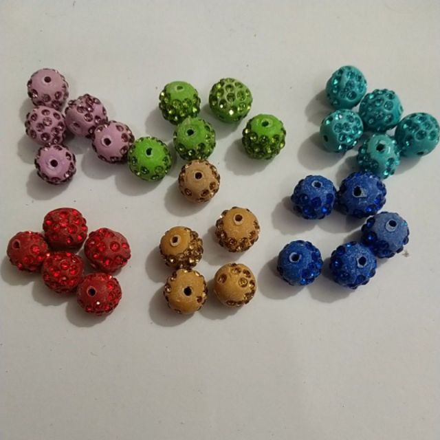 5 viên charm gốm đính đá 12mm nhiều màu