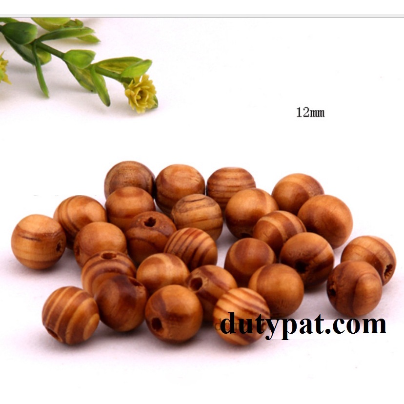 100gam hạt gỗ tròn có lỗ xỏ vân nâu đủ size 6mm-8mm-10mm-12mm-14mm-16mm-18mm-20mm-25mm-30mm