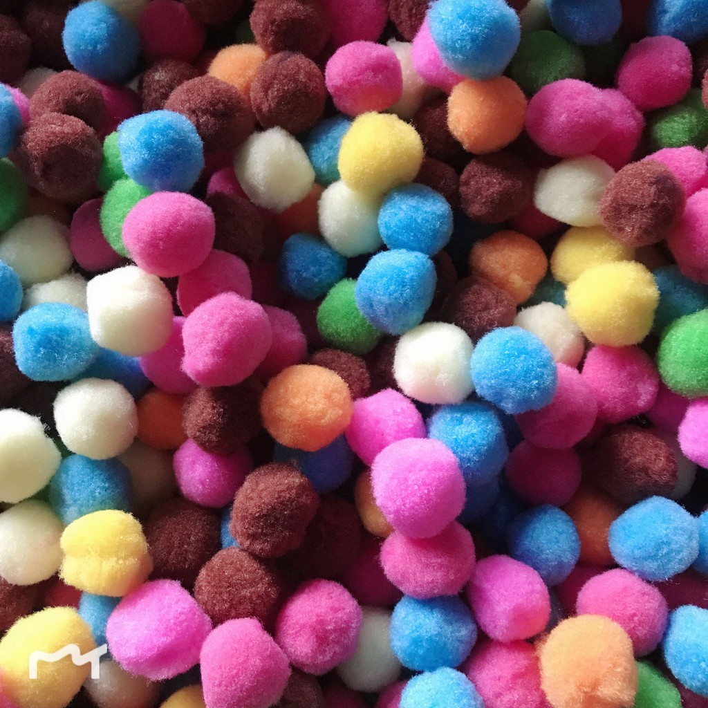 50-100 hạt pom pom, pompom size 10mm, 15mm, 20mm, 25mm, 30mm đủ màu