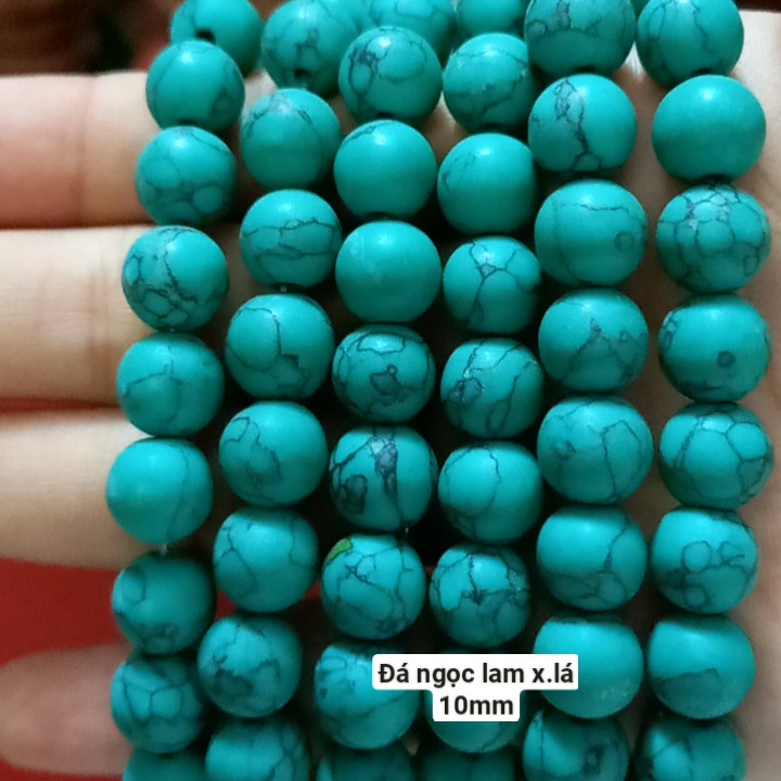 1 viên đá ngoc lam lỗ từ 1mm đến 1,5mm size 8mm 10mm 12mm