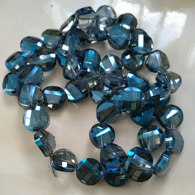 5viên pha lê dẹp xanh 18mm