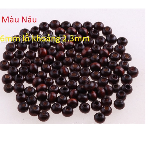 70-350 hạt gỗ tròn 6mm nhiều màu, nâu, kem làm vòng ,trang trí handmade DIY, dụng cụ học tập, đồ chơi