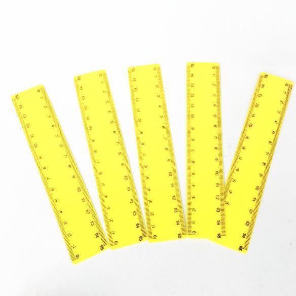 thước nhựa, thước kẻ 15cm màu vàng