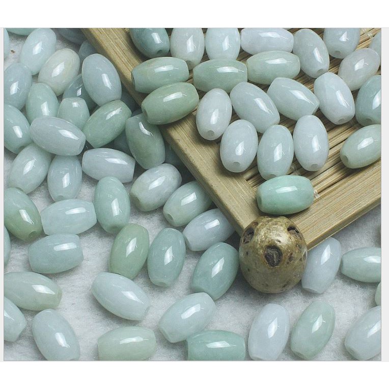 1 viên lu thống thiên nhiên 8x12mm màu ngọc A mix vòng