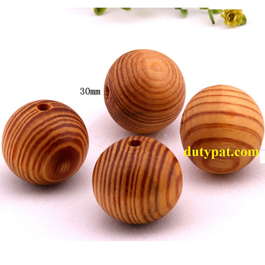 100gam hạt gỗ tròn có lỗ xỏ vân nâu đủ size 6mm-8mm-10mm-12mm-14mm-16mm-18mm-20mm-25mm-30mm